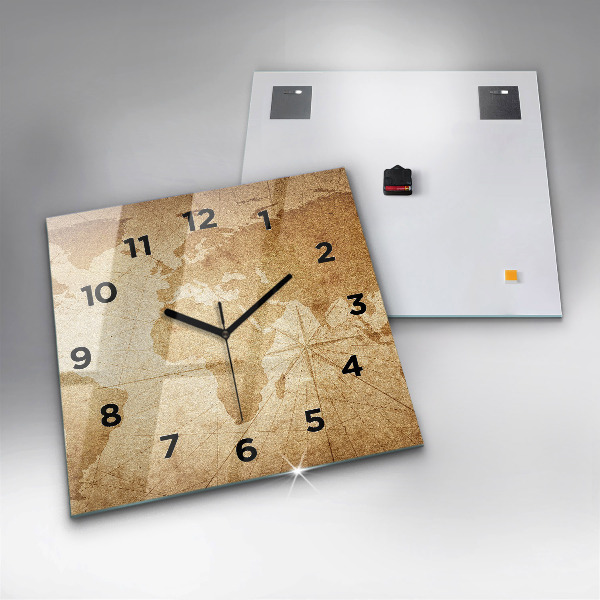 Szögletes fali üvegóra Vintage világtérkép