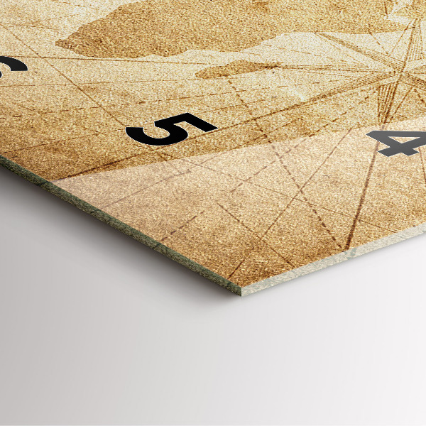 Szögletes fali üvegóra Vintage világtérkép