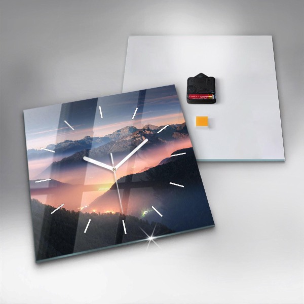 Szögletes fali üvegóra Hegycsúcs táj