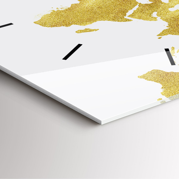Szögletes fali üvegóra Arany világtérkép