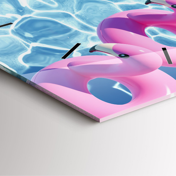 Szögletes fali üvegóra Pitypang flamingók