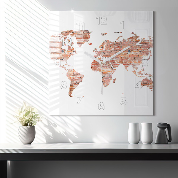 Szögletes fali üvegóra Régi tégla térkép