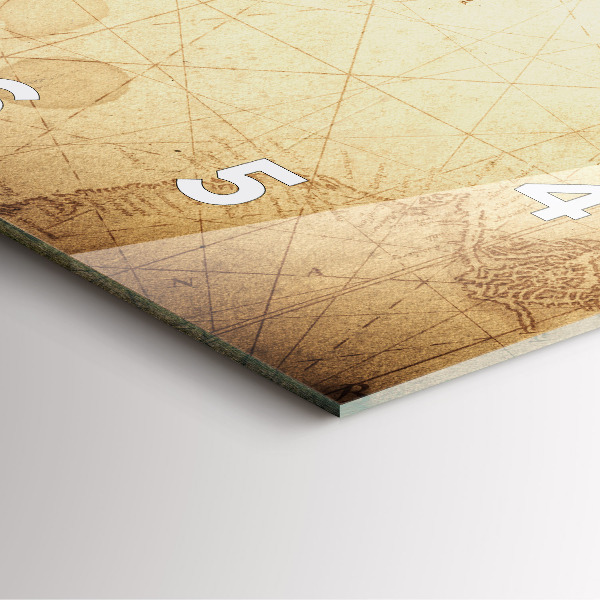 Szögletes fali üvegóra Régi világtérkép