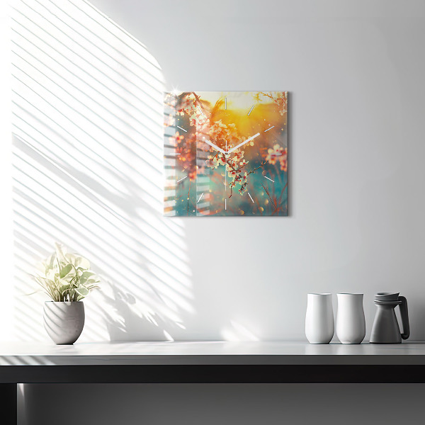 Szögletes fali üvegóra Tavaszi virágok