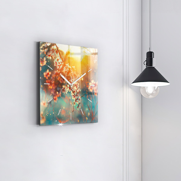 Szögletes fali üvegóra Tavaszi virágok