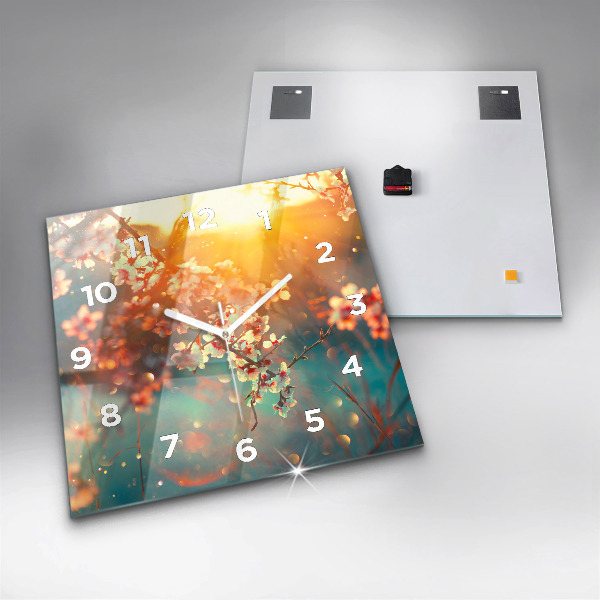 Szögletes fali üvegóra Tavaszi virágok