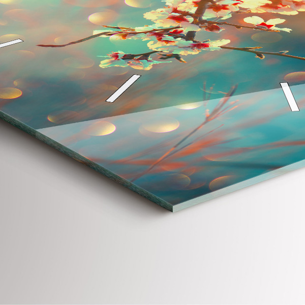 Szögletes fali üvegóra Tavaszi virágok