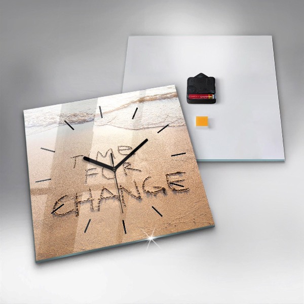 Szögletes fali üvegóra Beach Idézet