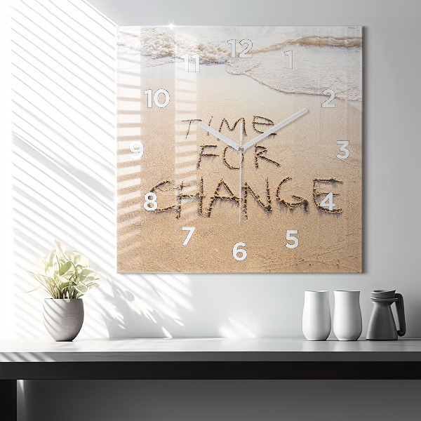 Szögletes fali üvegóra Beach Idézet