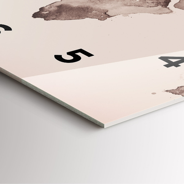 Szögletes fali üvegóra Akvarell világtérkép