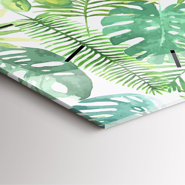 Szögletes fali üvegóra Zöld levelek