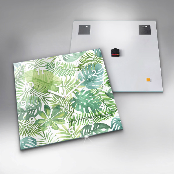 Szögletes fali üvegóra Zöld levelek