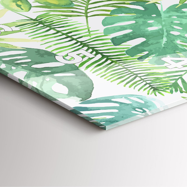 Szögletes fali üvegóra Zöld levelek