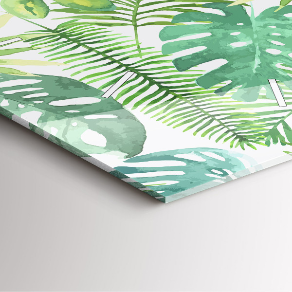 Szögletes fali üvegóra Zöld levelek