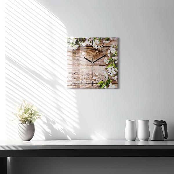 Szögletes fali üvegóra Virágok a fán