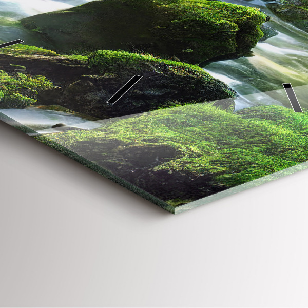 Szögletes fali üvegóra Vízesés és sziklák
