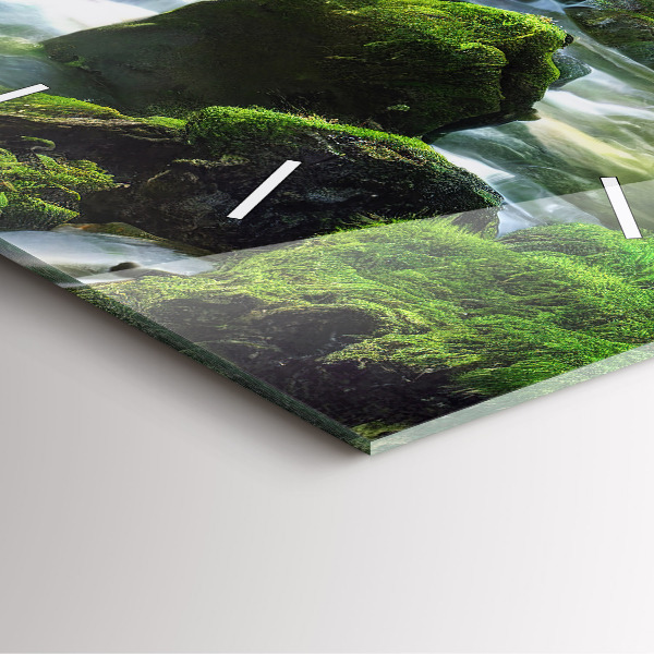 Szögletes fali üvegóra Vízesés és sziklák