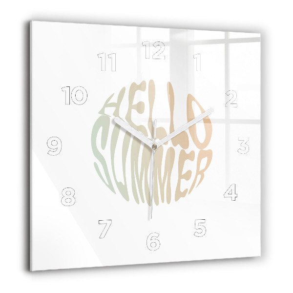 Szögletes fali üvegóra Hello Summer!