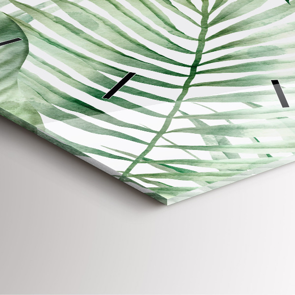 Szögletes fali üvegóra Festett növényi levelek