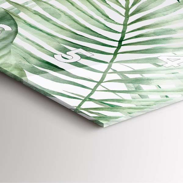 Szögletes fali üvegóra Festett növényi levelek