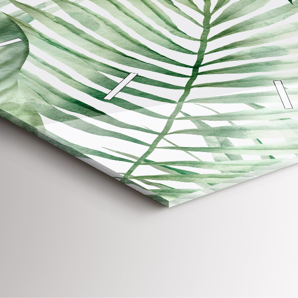 Szögletes fali üvegóra Festett növényi levelek