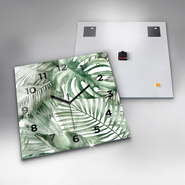 Szögletes fali üvegóra Festett növényi levelek