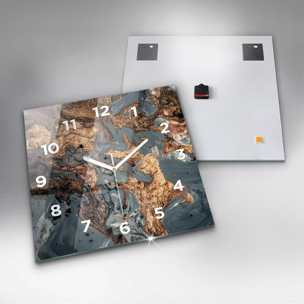 Szögletes fali üvegóra Márvány arany absztrakt