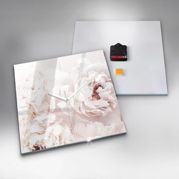 Szögletes fali üvegóra Bazsarózsa virágok