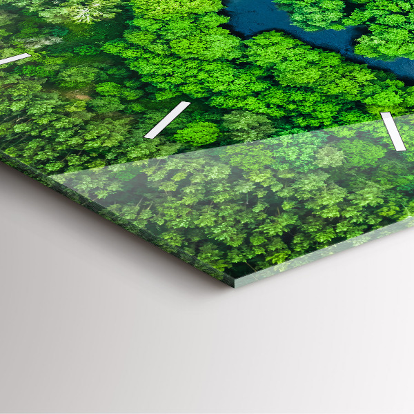 Szögletes fali üvegóra Folyó az erdőben