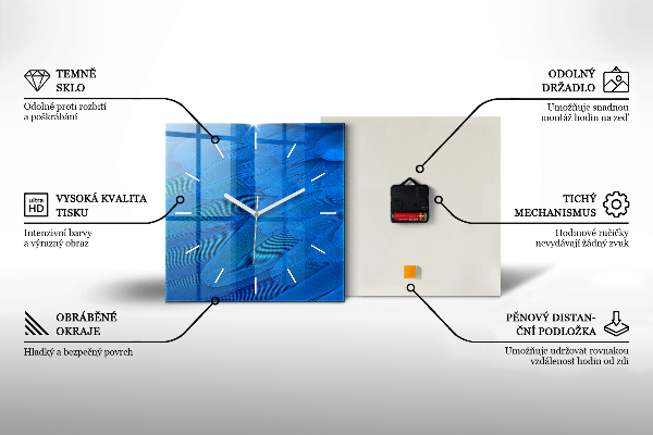 Szögletes fali üvegóra Halványlila
