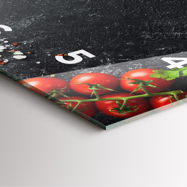 Szögletes fali üvegóra Zöldségek az asztalon