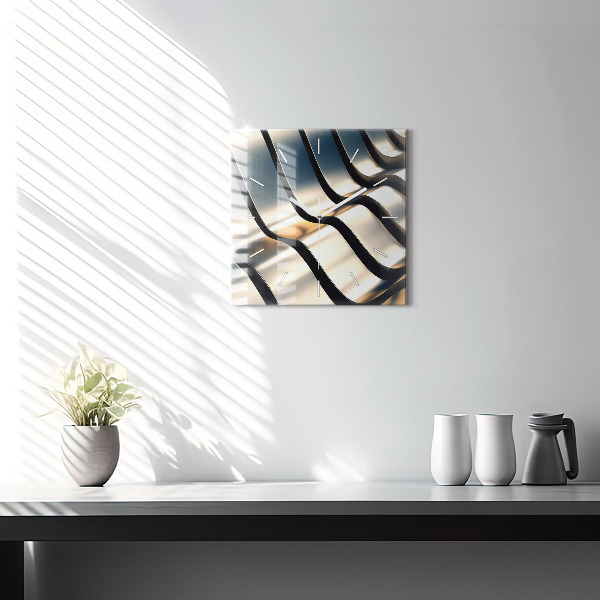 Szögletes fali üvegóra Ezüst mintás