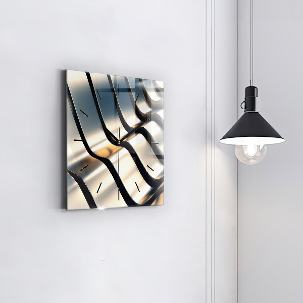 Szögletes fali üvegóra Ezüst mintás