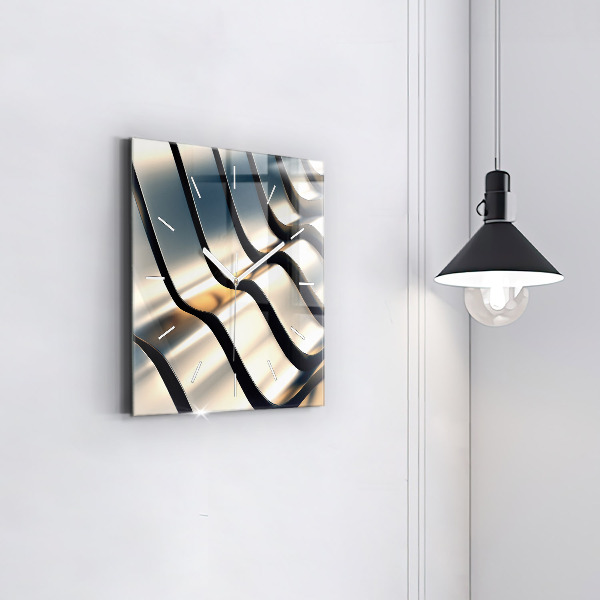 Szögletes fali üvegóra Ezüst mintás