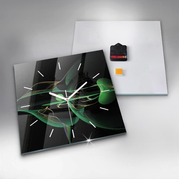 Szögletes fali üvegóra Zöld absztrakció