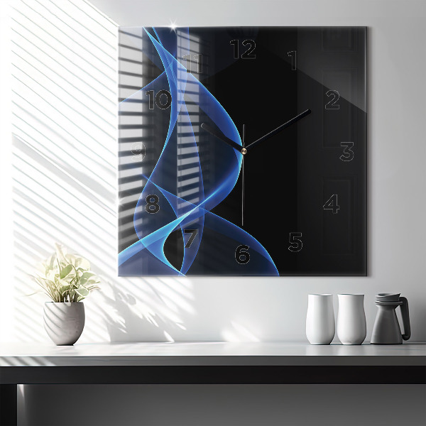 Szögletes fali üvegóra Kék vonalak