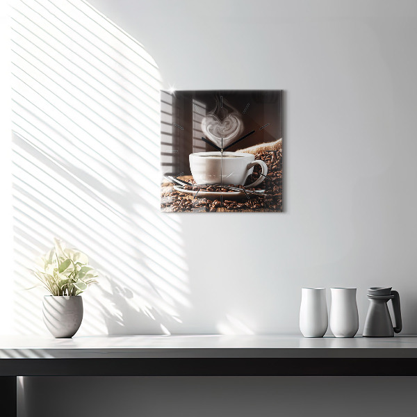 Szögletes fali üvegóra Egy csésze kávét