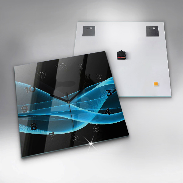 Szögletes fali üvegóra Kék absztrakció