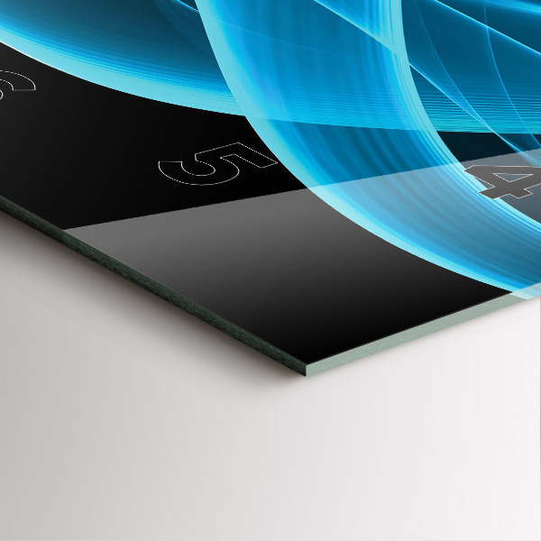 Szögletes fali üvegóra Kék absztrakció