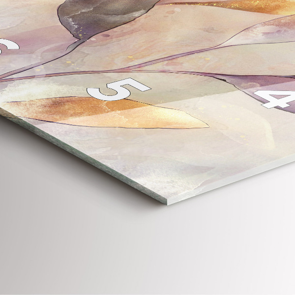 Szögletes fali üvegóra Absztrakt boho levelek