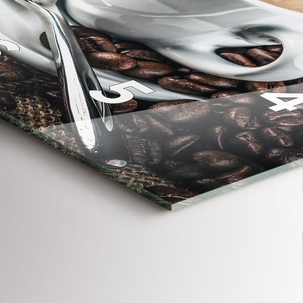 Szögletes fali üvegóra Csésze és kávébab