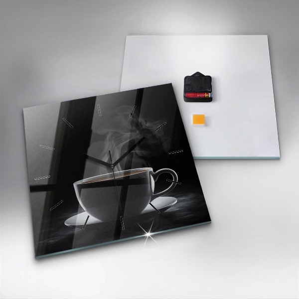 Szögletes fali üvegóra Egy csésze fekete kávé