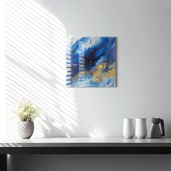 Szögletes fali üvegóra Kék márvány