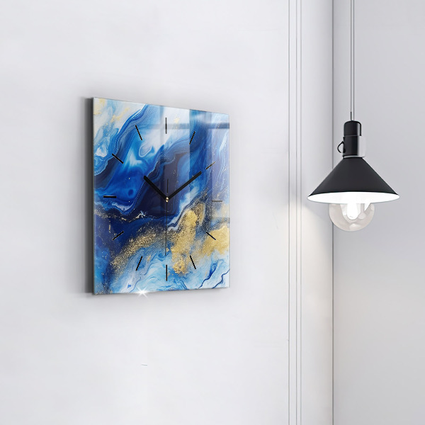 Szögletes fali üvegóra Kék márvány