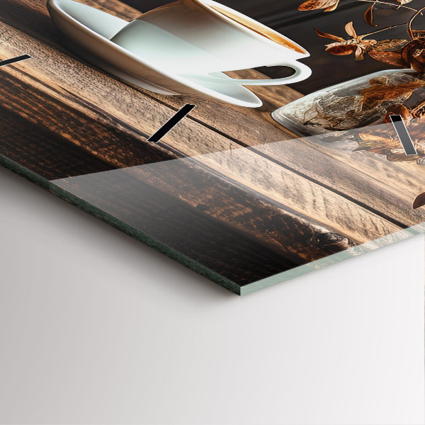 Szögletes fali üvegóra Egy csésze kávét