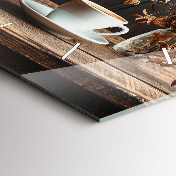 Szögletes fali üvegóra Egy csésze kávét