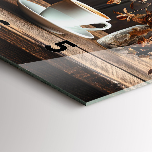 Szögletes fali üvegóra Egy csésze kávét