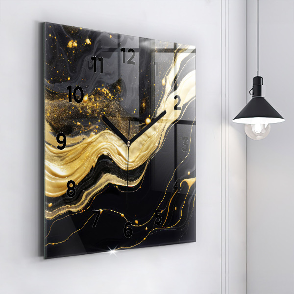 Szögletes fali üvegóra Arany márvány