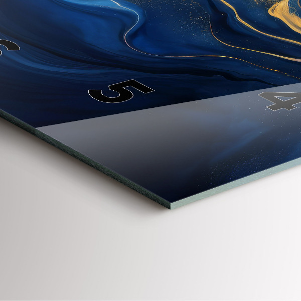 Szögletes fali üvegóra Kék márvány