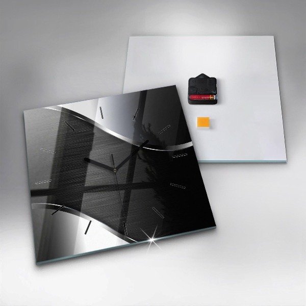 Szögletes fali üvegóra Fekete és ezüst vonalak